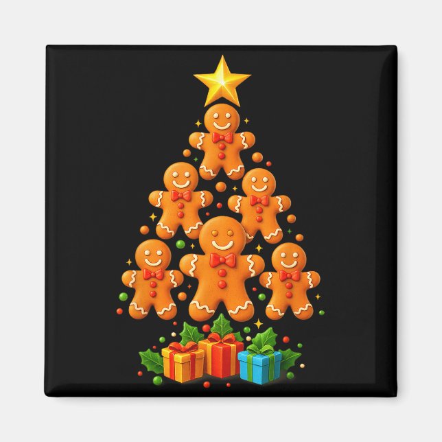 Aimant Cute Gingerbread Christmas Tree Holiday Funny Xmas (Devant)
