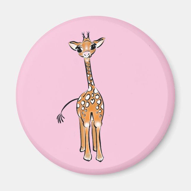 Aimant Cute Giraffe drawing, safari animals (Devant)