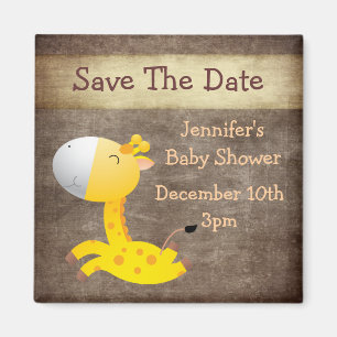 Aimant Cute Giraffe Enregistrer le Baby shower Date
