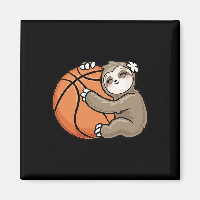 Aimant Cute Girl Loth Sloth Basketball (Devant)