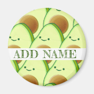 Aimant Cute Green Avocado partout sur le dessin Nom perso