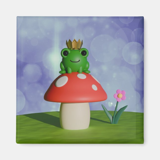 Aimant Cute grenouille caricaturale portant une couronne  (Devant)