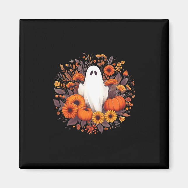 Aimant Cute Halloween Éffrayant Fantôme Automne Citrouill (Devant)