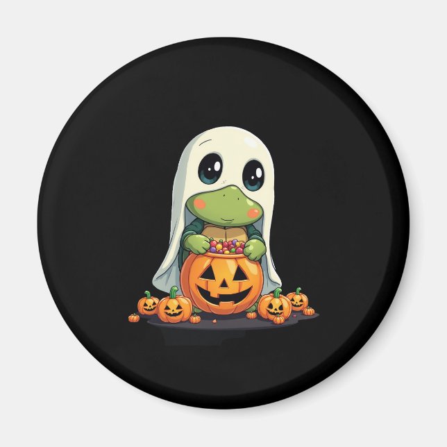 Aimant Cute Halloween Turtle Ghost avec bonbon (5) (Devant)