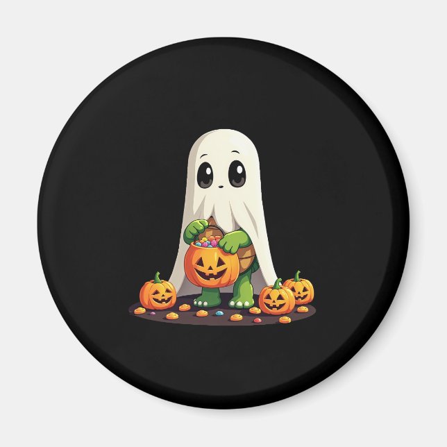 Aimant Cute Halloween Turtle Ghost avec bonbon (6) (Devant)