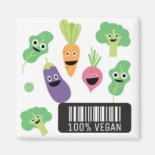 Aimant Cute Happy Vegetables 100% Vegan
