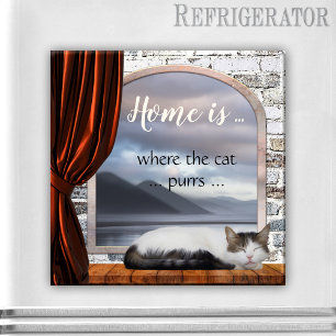 Aimant Cute Home est l'endroit où le chat purrs l'aimant 