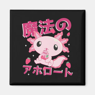 Aimant Cute Kawaii Axolotl Lait de fraise Shake Japonais