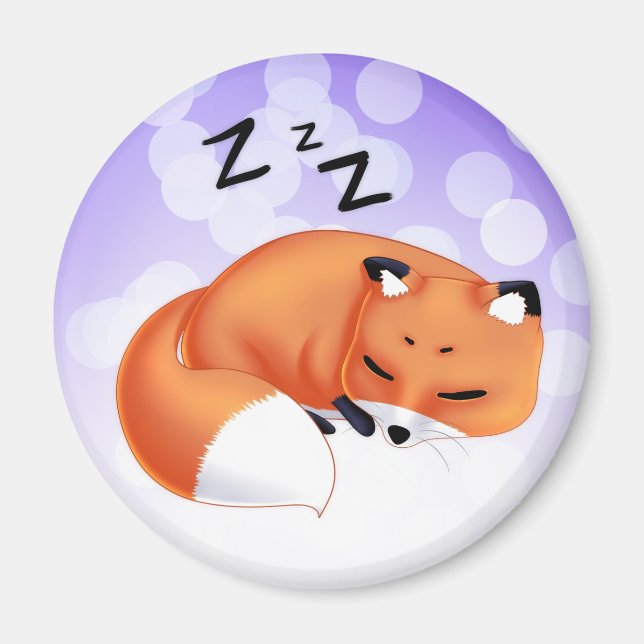 Aimant Cute Kawaii Dormir dessin animé renard (Devant)