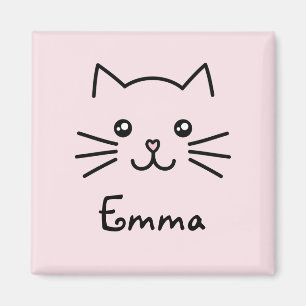 Aimant Cute Kawaii Kitten Visage de chat avec nez de coeu