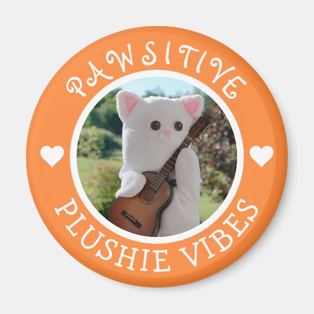 Aimant Cute Kawaii Orange Pawsitive Plushie Vibes Photo (Devant)