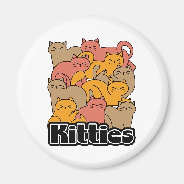 Aimant Cute Kitties Design - Cat Art adorable (Devant)