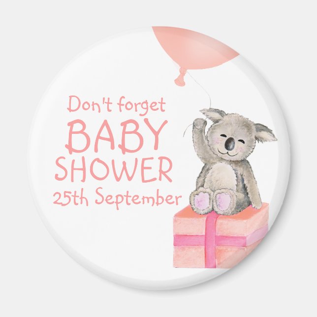 Aimant Cute koala n'oublie pas l'aimant du baby shower (Devant)