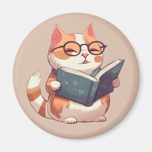 Aimant Cute Little Cat Lire un livre