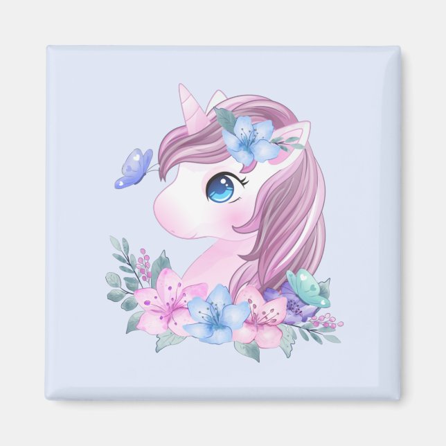 Aimant Cute & Magique Baby Unicorne avec gros yeux (Devant)