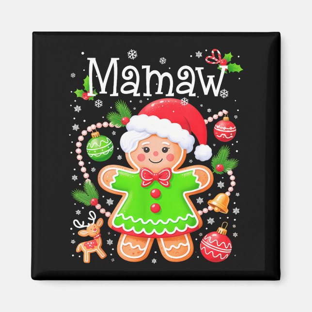 Aimant Cute Mamaw Gingerbread Family Matching Christmas C (Devant)