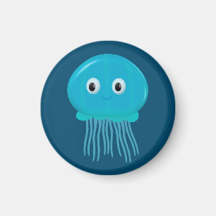 Aimant Cute méduse Cartoon Dans L'Océan Bleu