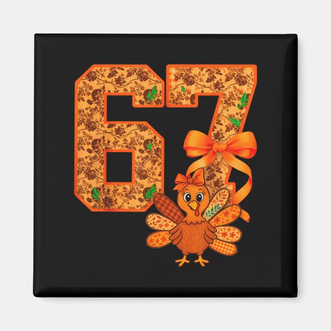 Aimant Cute Meme 67 Coquette Bow Turkey Thanksgiving Aest (Devant)