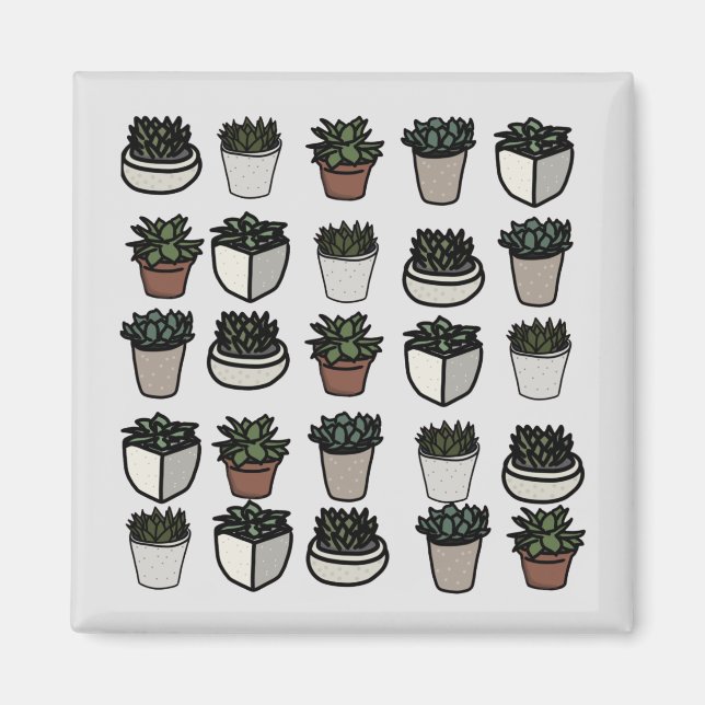 Aimant Cute mini motif succulent (Devant)