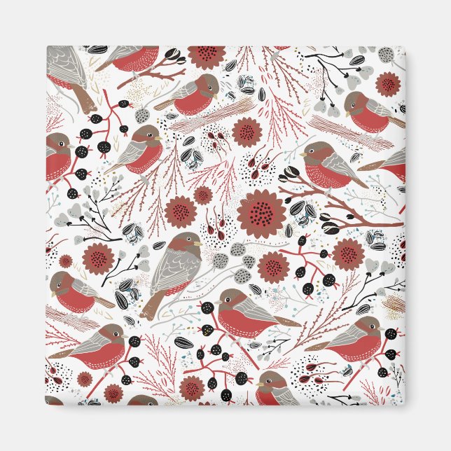 Aimant Cute Motif gris-rouge Floral (Devant)