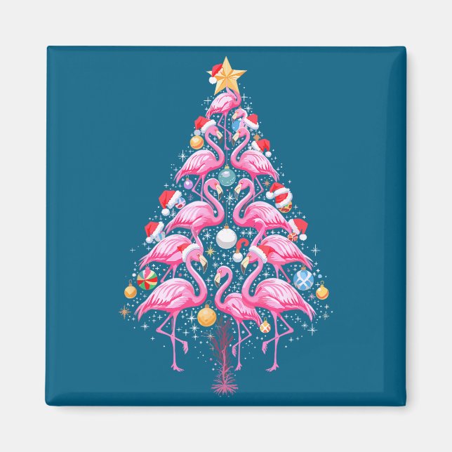Aimant Cute Nk Flamingo Christmas Tree Santa Hat Trocal P (Devant)