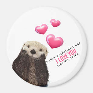 Aimant Cute Otter avec les coeurs Saint-Valentin Humour