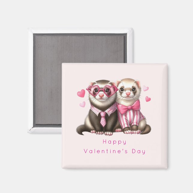 Aimant Cute Otter Couple dans Love Valentine's Day (Recto/Verso)