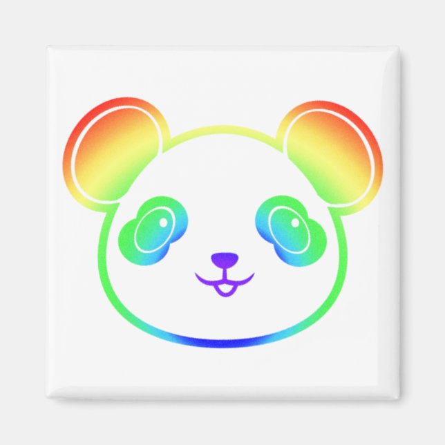 Aimant Cute Panda Bear Dans Les Couleurs De L'Arc-En-Ciel (Devant)