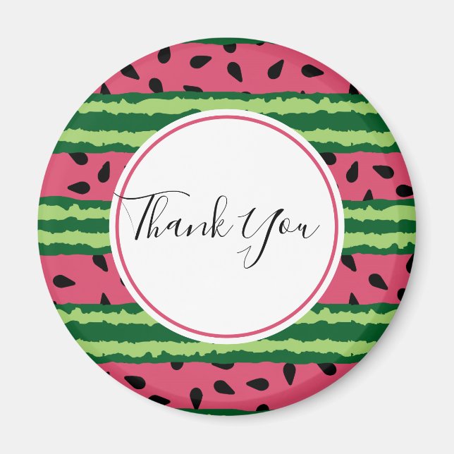 Aimant Cute pastèque Motif rose et Merci vert (Devant)