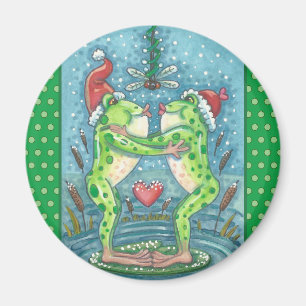 AIMANT CUTE PÈRE NOËL FROGS KISSING SOUS DRAGONFLY MISTLE