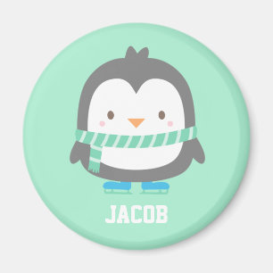 Aimant Cute Petit Pingouin avec Écharpe d'hiver Personnal