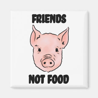 Aimant Cute Pig Vegan Friends Not Food Illustration