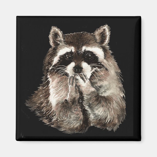Aimant Cute Raccoon souffler Baisers Humour art animal (Devant)