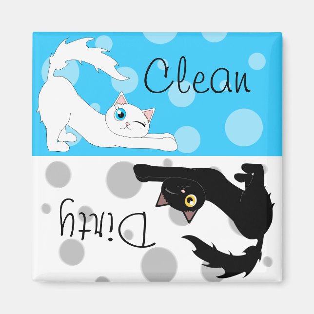 Aimant Cute Ragdoll Chats Clean Dirty Lave-vaisselle Magn (Devant)