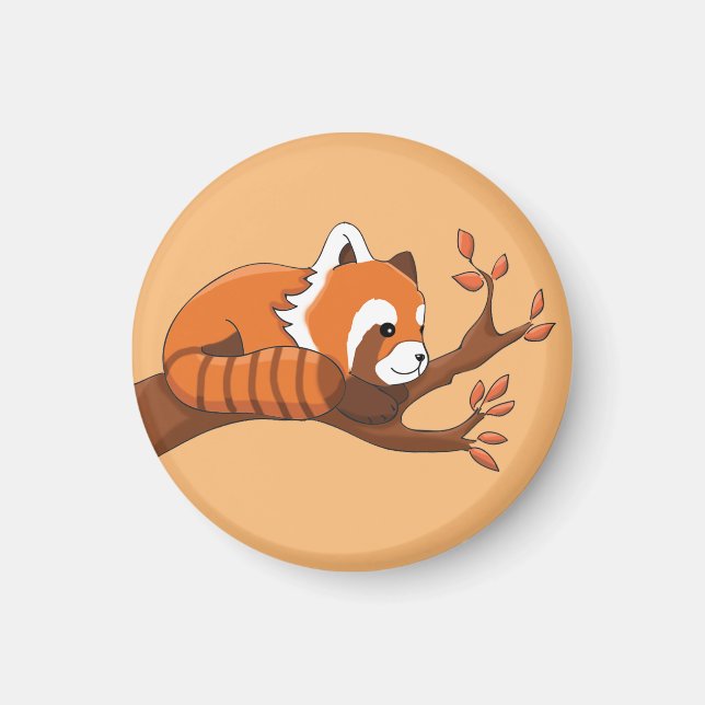 Aimant Cute Red Panda Resting in Tree Keychain (Devant)