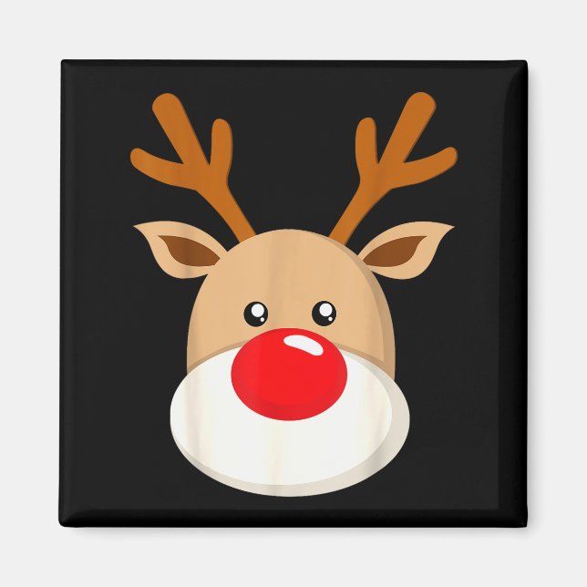 Aimant Cute Reindeer Rudolph Red Nose Christmas Antlers  (Devant)