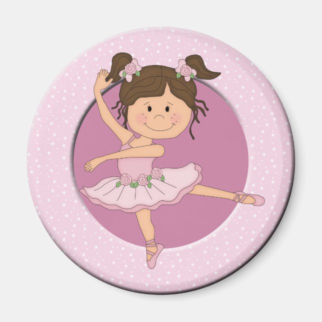 Aimant Cute rose Ballerina 1 Nom personnalisé (Devant)