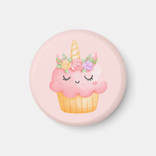 Aimant Cute rose Cupcake Unicorn avec Rose