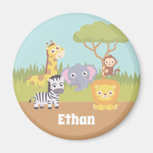 Aimant Cute Safari Animaux Lion Giraffe Zebra Monkey