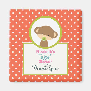 Aimant Cute Safari Baby shower de singe Merci
