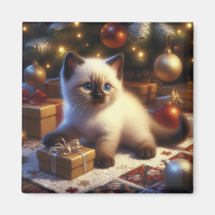 Aimant Cute Siamese Kitten Noël