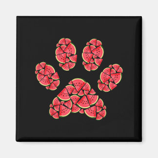 Aimant Cute Silhouette Of Dog Paw Watermelon Slices