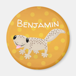 Aimant Cute spotted tan gecko cartoon illustration