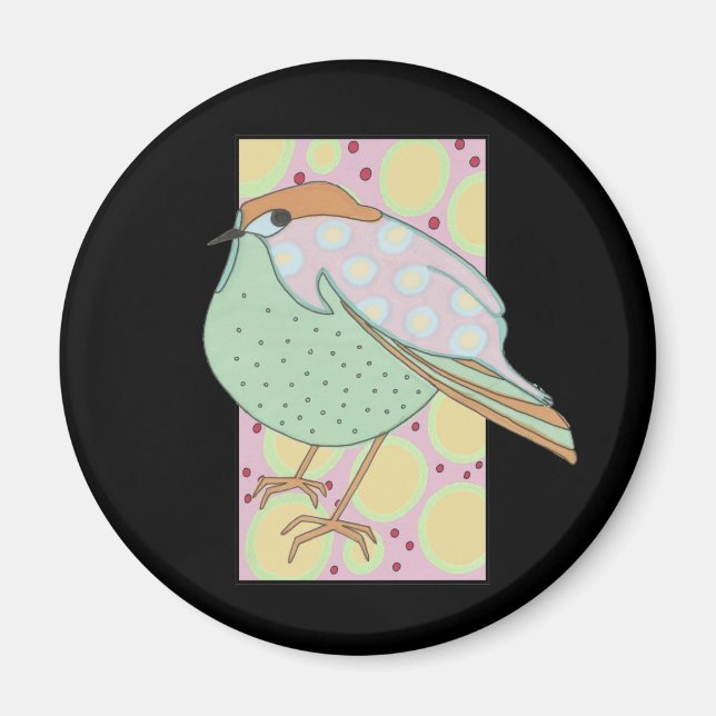 Aimant Cute Stylé Pastel Songbird encadré (Devant)