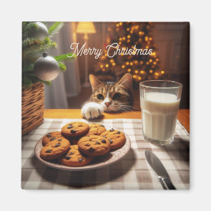 Aimant Cute Tabby Cat Reaching pour les cookies Noël