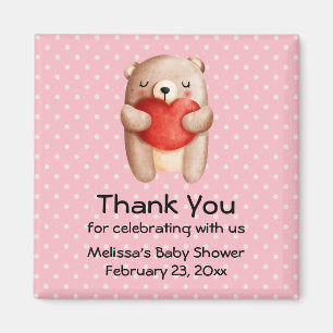 Aimant Cute Teddy Bear avec un Merci Red Heart Party
