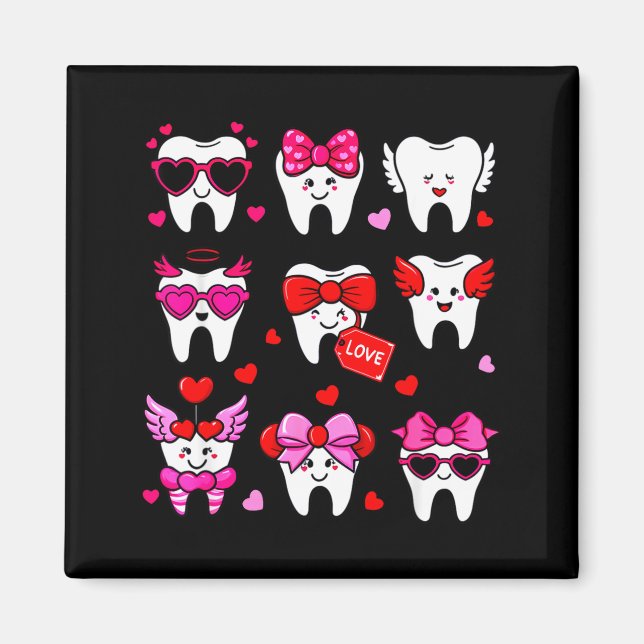 Aimant Cute Teeth Love Valentine's Day Dental  (Devant)