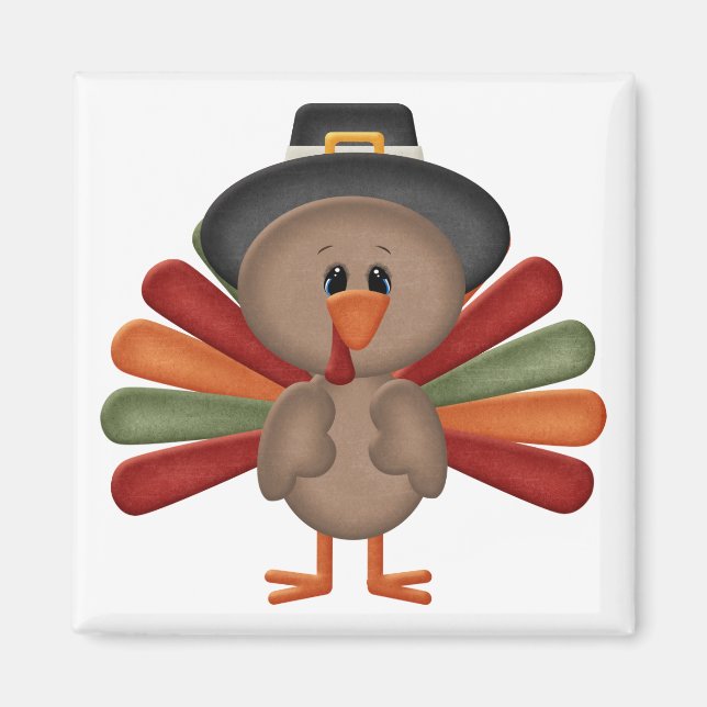 Aimant Cute Turkey Thanksgiving (personnalisable) (Devant)