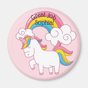 Aimant Cute Unicorn Arc en ciel sur Pink Art School