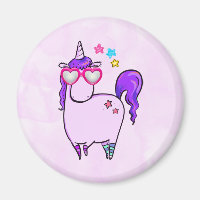 Cute Unicorne dans les lunettes en forme de coeur